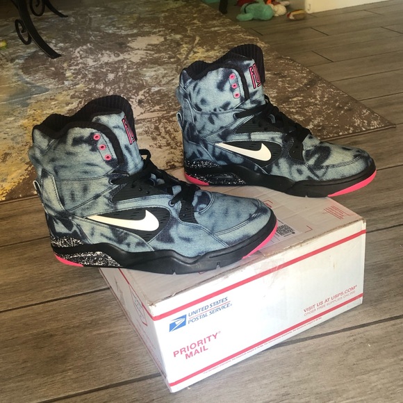 New W/O Box Nike Command Air Force Acid Wash Bleached Denim Retro High Tops - Picture 5 of 10